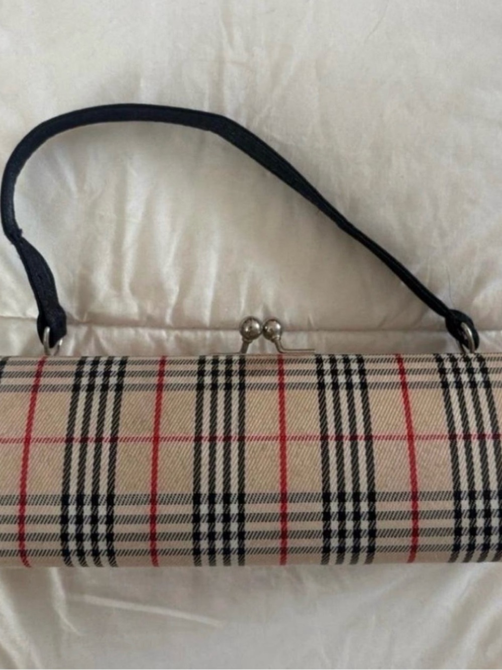 Classic Plaid Mini Cylinder Bag in Beige, Black and Red
